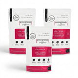 3-pack Halal Bovine Collagen Peptides pouches hero shot on seamless pure white background
