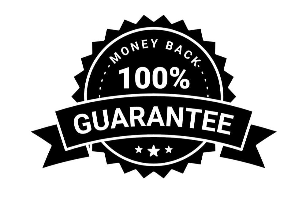 100% money-back guarantee badge on a green background