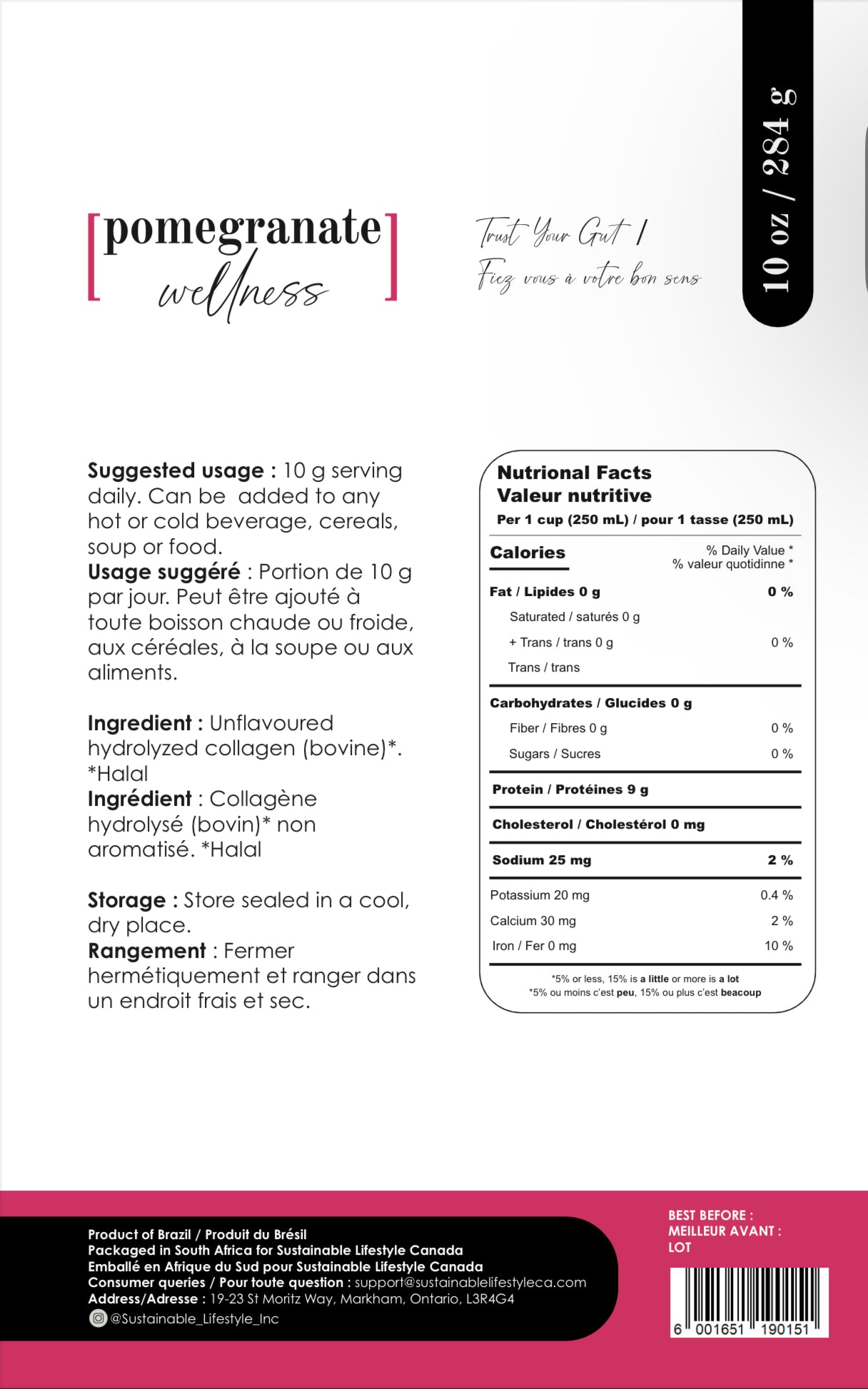 Unflavoured Halal Collagen Powder 10oz (284g) alternate angle