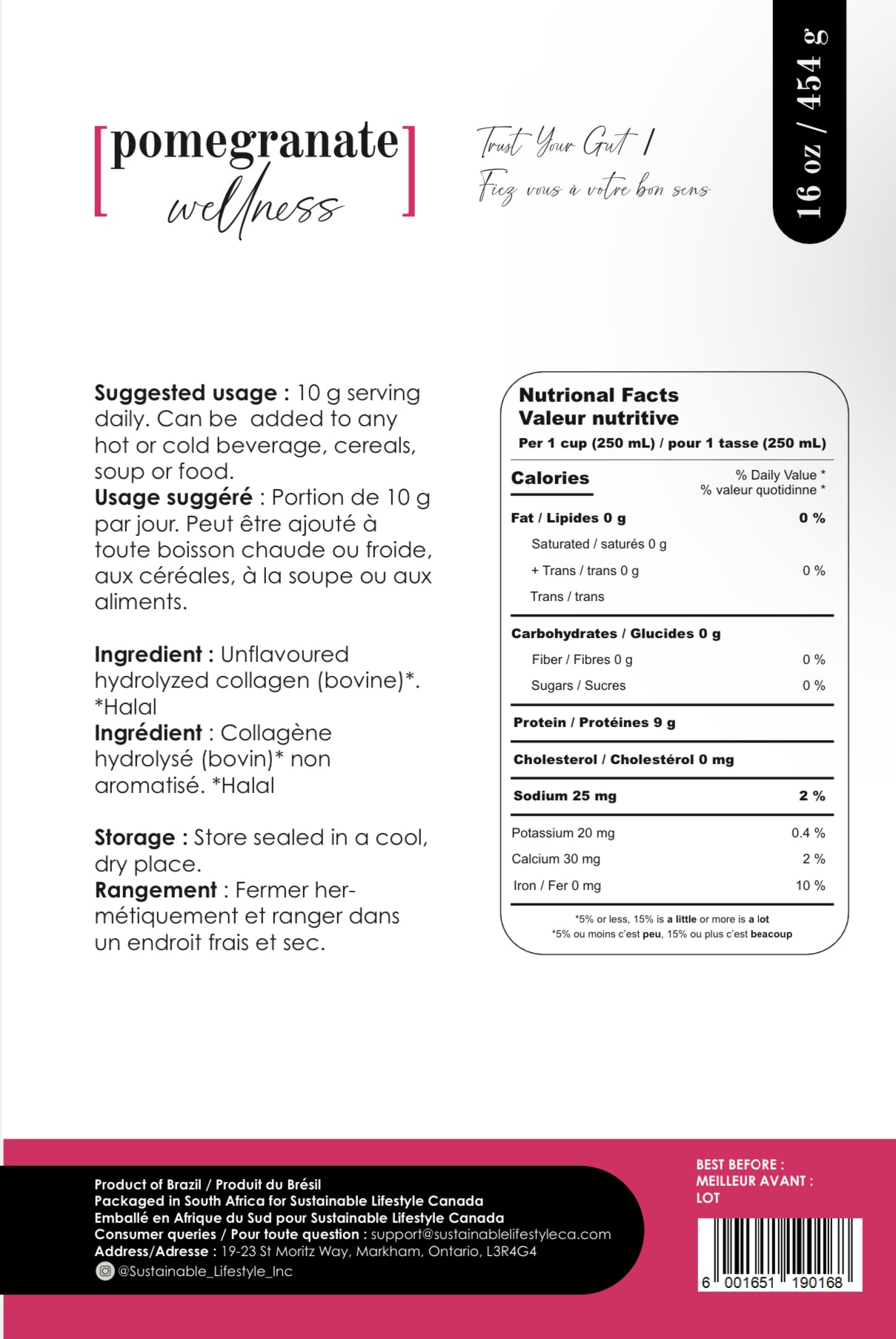 Unflavoured Halal Collagen Powder 16oz (454g) alternate angle