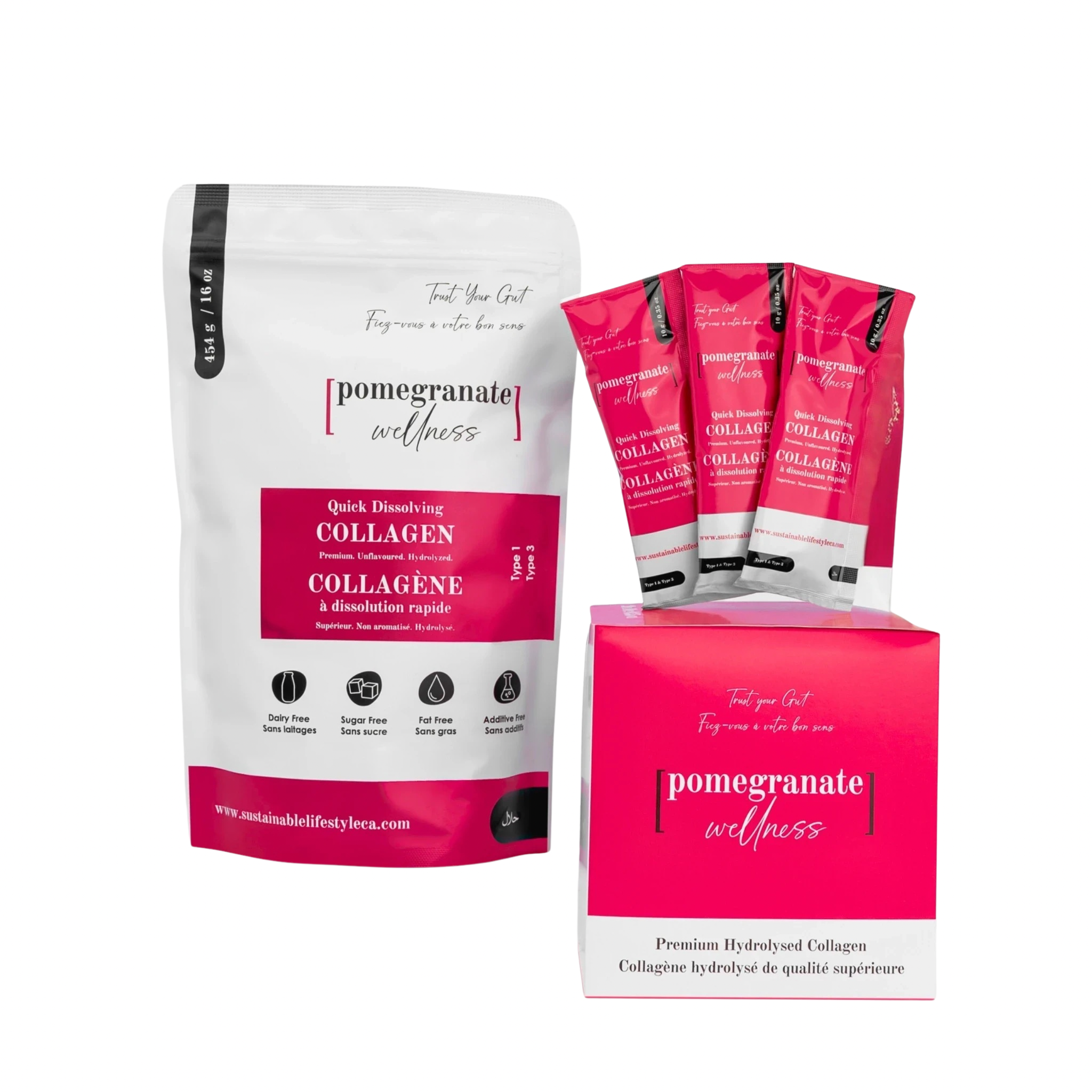 Halal Collagen Bundle – 16oz (454g) Pouch + 20 x 10g Sachets