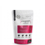 Hero shot of 10oz Halal bovine collagen pouch with upper-left Halal badge and bottom-right logo on pure white background